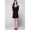 2016 nouvelle arrivée printemps Preppy Style V Neck Lady Dress